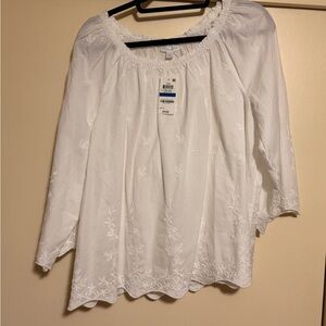 Charter Club Elegant White Embroidered Women's Top XL
